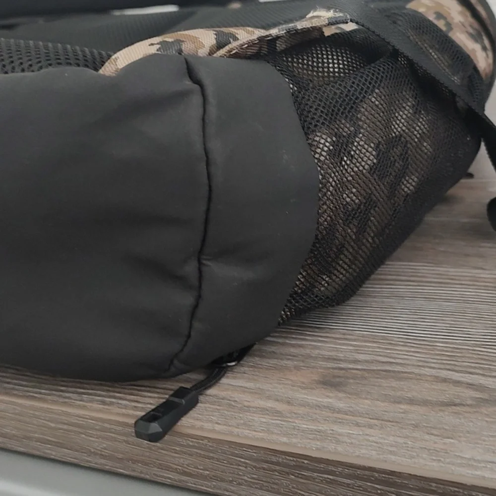 OIWAS Large Hardshell Front Camouflage Backpack Used Once Black Tan Brown Hard